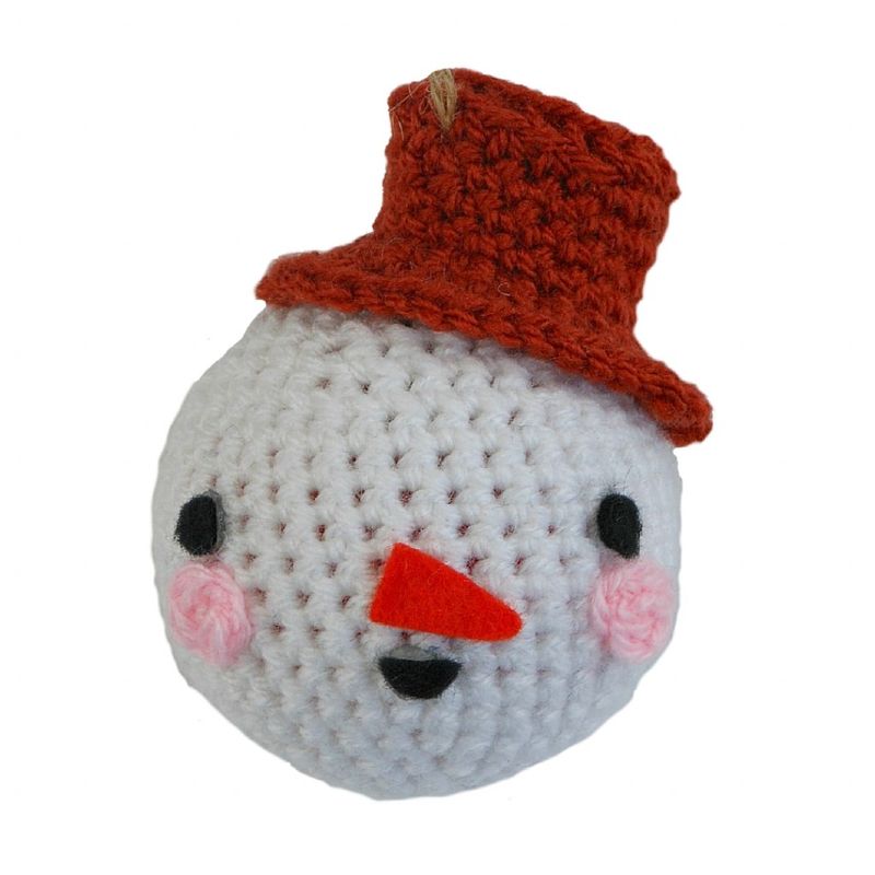 Новогодние игрушки крючком-снеговик